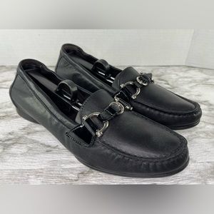 AGL Womens Black Nappa Leather Moccasin Loafer Flat EUR 39.5 US 9.5 Shoes